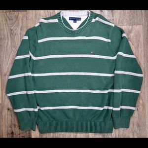 Mens Tommy Hilfiger Green Striped Sweater Large